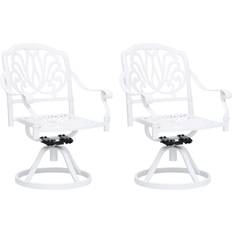 Swivel chairs vidaXL Swivel Garden Chairs 2 Pcs Cast Aluminium White