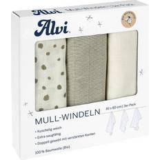 Alvi Babydekens Alvi Gaasluiers 3-pack Aqua Dot 80 x 80 cm Beige 80x80 cm