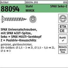 Byggematerialer Spax Træskrue 5 mm TFX FZB ETA-12/0114 5,0 mm 10stk
