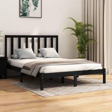 vidaXL black, 140 Solid Wood Pine Bed Frame