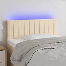 Senge & Madrasser vidaXL med LED-lys 100x5x78/88 cm Stof Cremefarvet Sengegavl