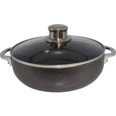 Charcoal Aluminum Nonstick Caldero with Glass Lid 6.9qt Black