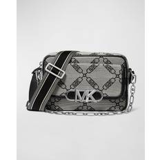 Michael Kors Medium Monogram Chain Camera Crossbody Bag NATBLK