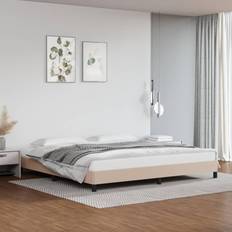 vidaXL 200x200 cm Kunstlæder Cappuccinofarvet Sengeramme