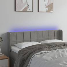 Senge & Madrasser vidaXL med LED-lys 147x16x78/88 cm Fløjl Lysegrå Sengegavl