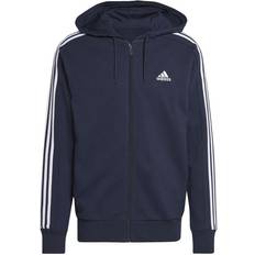 Herren - Weiß Pullover Adidas Essentials French Terry 3-stripes Full-zip Sweat-jacka Herrar Mörkblå