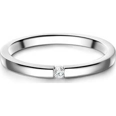 Glanzstücke München Solitär ring för damer 925/– sterlingsilver med zirkonia silver, 58, colore: silver