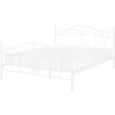 140 cm Rahmenbetten Beliani Bett Weiß Metall 140 x 200 cm Rahmenbett