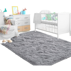 Grey Rugs Kid's Room ST. BRIDGE Fluffy Shag Large Comfy Furry Rug 48x72"