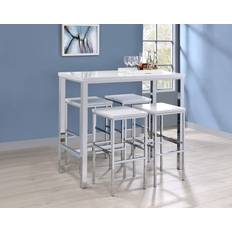 Dining Sets Coaster Natividad White High Gloss Dining Set 22.2x47.8" 5