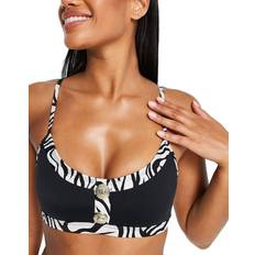 Polyester Bikinioberteile River Island Front Button Bikini Top - Black