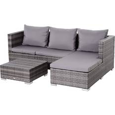 Aluminium/Metal/Plastic - Grey Outdoor Lounge Sets OutSunny 860-091V70 - Grey Outdoor Lounge Set, 1 Table incl. 2 Sofas