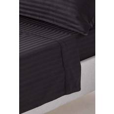 Textiles Homescapes Egyptian Cotton Single 330 Thread Count Satin Bed Sheet Black