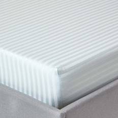 Homescapes Egyptian Cotton Satin Stripe 330 Thread Bed Sheet Blue