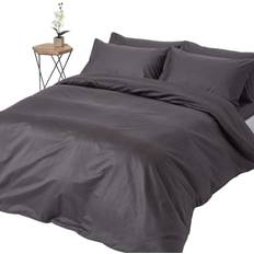 Textiles Homescapes Single, Dark Egyptian Cotton with Thread Duvet Cover Black, Grey