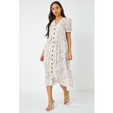 Ditsy Spot Print Button Down Dress