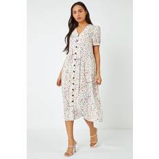 Dusk Ditsy Spot Print Button Down Dress