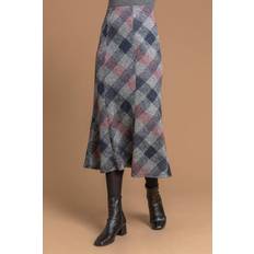 Roman Check Print Fluted Midi Skirt