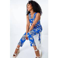 Roman Petite Wrap Front Belted Jumpsuit