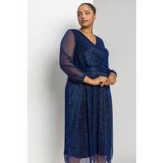 Roman Curve Plisse Wrap Midi Dress - Royal Blue