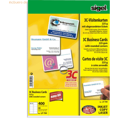 Sigel Skinnende Hvid Visitkort 85 x 55 mm Set of 400