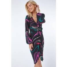 Wireless Dresses Swirl Print Ring Buckle Wrap Dress