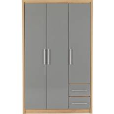 SECONIQUE Seville Grey Gloss/Light Oak Wardrobe 111x180cm