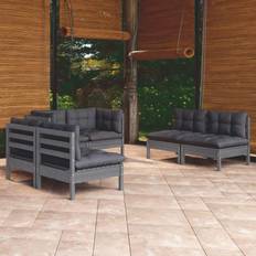 vidaXL Salotto Giardino 6 pz Cuscini Legno Massello di Pino Set da Lounge da Esterno