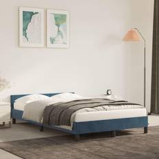 Blu Strutture letto vidaXL Giroletto Con Testiera Blu Scuro 120x200 cm in Velluto