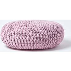 Homescapes Pastel Pink Large Knitted Footstool Pouffe