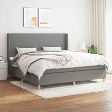 200cm Bedframes vidaXL Boxspring Met Matras Stof Donkergrijs 200x200 cm