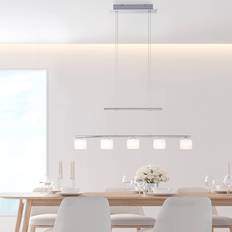 Paul Neuhaus LED-hængelampe Hydra 80 cm Stålfarvet Glas Pendel