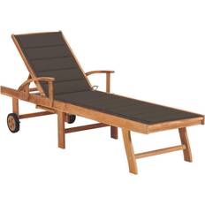 Teak Sun Beds vidaXL Sun Lounger with Taupe