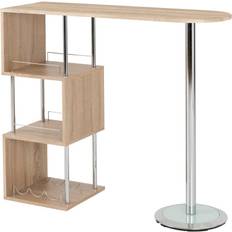 SECONIQUE Charisma Home Oak Effect Veneer/Chrome Bar Table 40x120cm