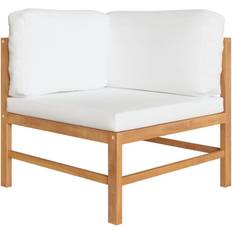 Teak Lounge-Sets vidaXL hjørnedel sofa cremefarvede hynder massivt teaktræ Loungesæt