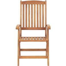 Beliani Set of 6 Garden Chairs with Cushions Acacia Wood Off-White