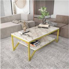 Gold Coffee Tables Decorotika Gold/White Effect Coffee Table