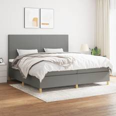 vidaXL Boxspring Met Matras Stof Donkergrijs 200x200 cm