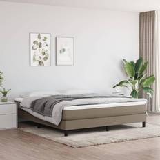 160cm - Hout Bedframes vidaXL Stof Taupe Bedframe 160x200 cm