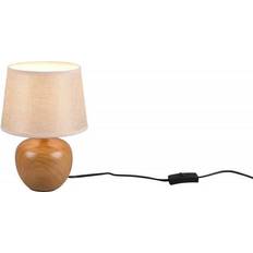 Beige Lampade da tavolo Trio Lighting Luxor Base Effetto Legno Paralume Tessuto Beige Lampada da tavolo