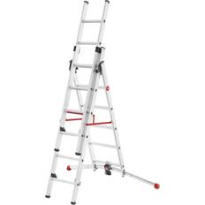 Hailo 9306-507 Escalera Aluminio Combinada 3 Tramos Con Estabilizador Curvo Profilot Combi (2x6 1x5 Peldaños)