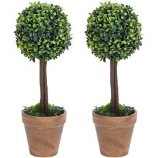 vidaXL Boxwood 2 pcs with Pots Ball Shaped Artificial Plant