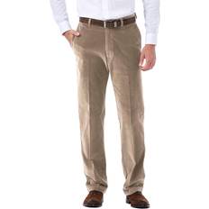 Haggar Men's Corduroy Expandable Waist Classic Fit Flat Front Pant - Khaki
