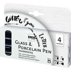 Negro Plumas para Cristal y Porcelana Kreul Glass & Porcelain Pen Handlettering, 4er-Set