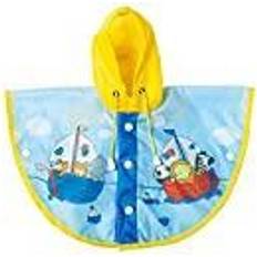 Heless 2172 2172 Regnkappa för dockor i design segelvänner, vattentät, storlek 35–45 cm, ljusblå, gul
