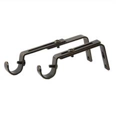 Beige Curtain Accessories Rod Desyne 3/4 Adjustable Single Bracket Pair 4 in 5 to 1/2 in Antique Brass 2 Piece