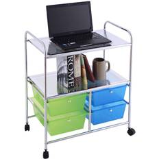 Tables Costway 3-Tier Metal Rolling Cart Trolley Table