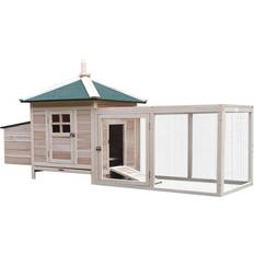 Pawhut Wooden Chicken Coop w/ Nesting Box & Outdoor Run Patio