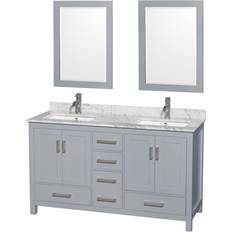 White Vanity Units for Double Basins Wyndham Collection WCS141460DUNSM24