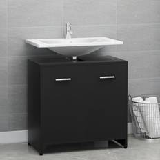 Muebles de Baño vidaXL Armario De Baño Madera Contrachapada Negro 60x33x58 cm